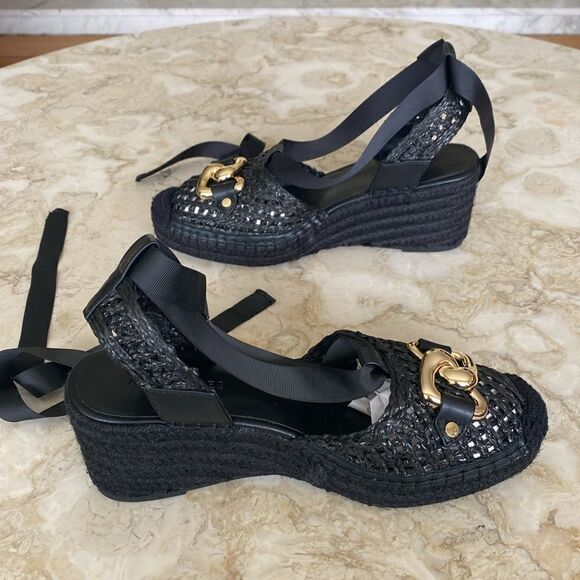 Aerosoles Scarlett Raffia Espadrille Wedge Sandal Ribbon Ankle Wrap Strap - Picture 8 of 15